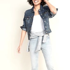Old Navy Dark Wash Denim Trucker Jacket • Size L
